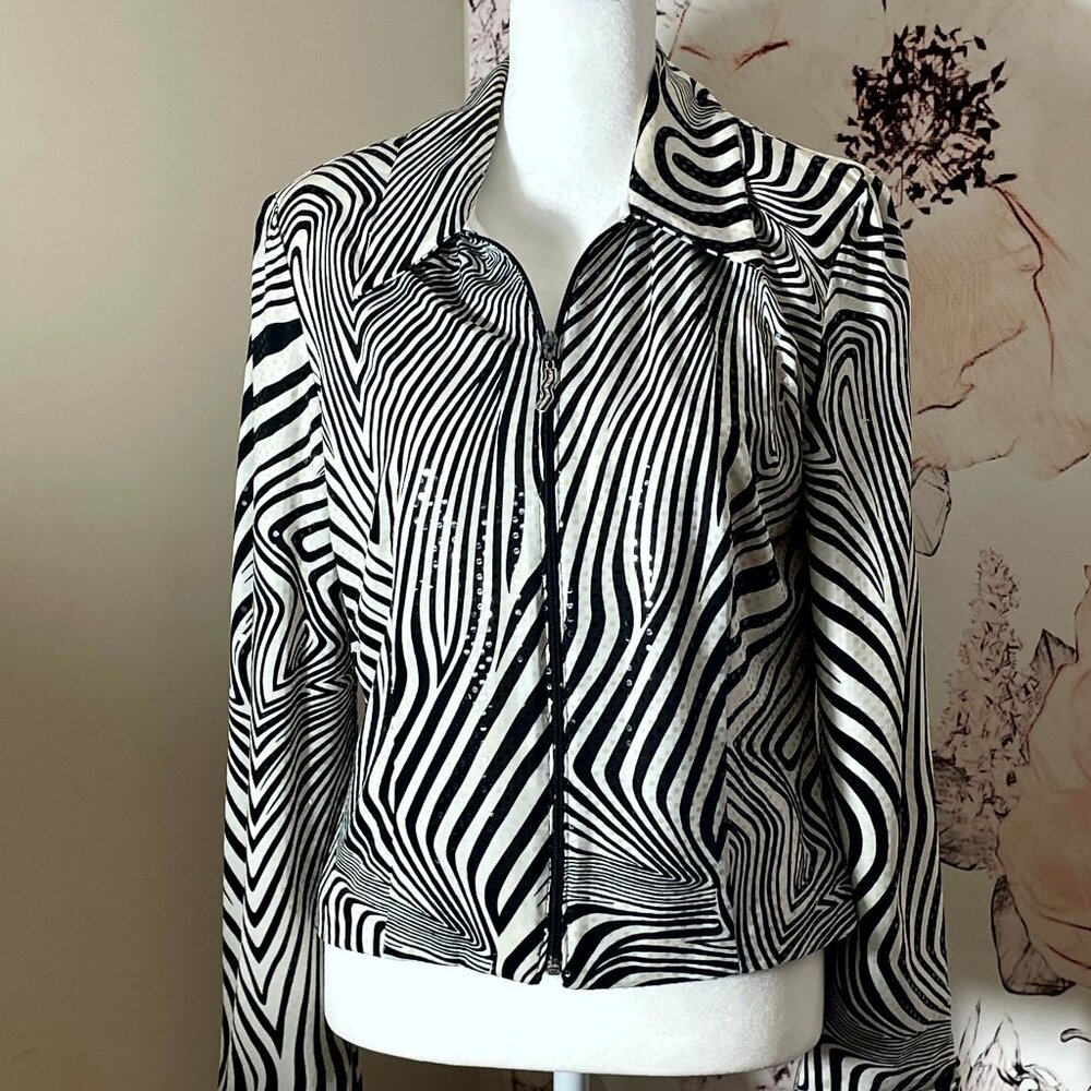 Joseph Ribkoff Trends Zebra Jacket with Paillettes M-L
